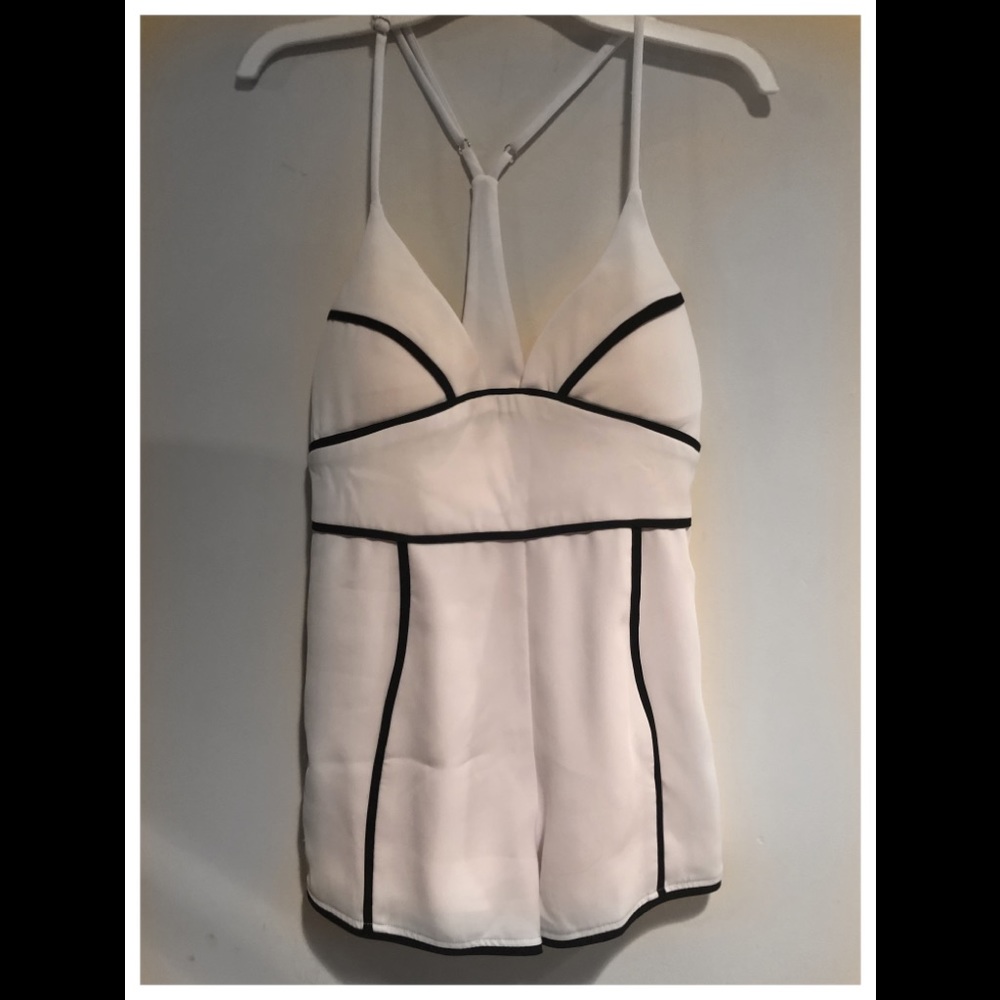 White and black romper size small by Heartbeeps